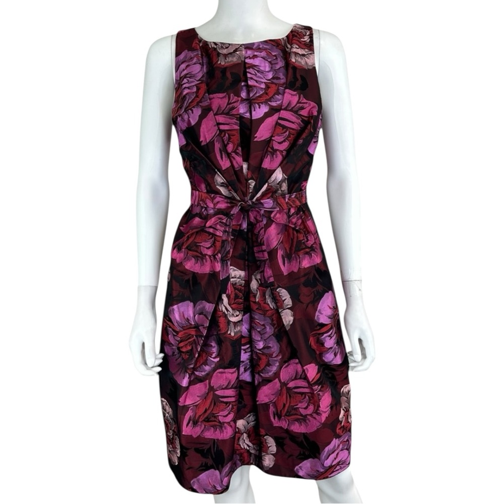 ETCETERA Purple Floral Brocade Cocktail Dress Size S